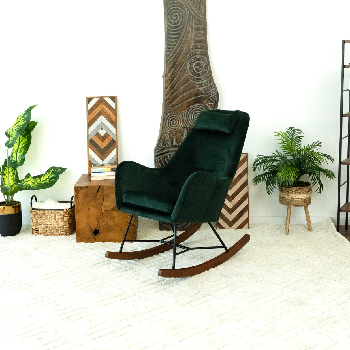 Chelsea Green Velvet Rocking Chair from Ashcroft Furniture - Luna Furniture