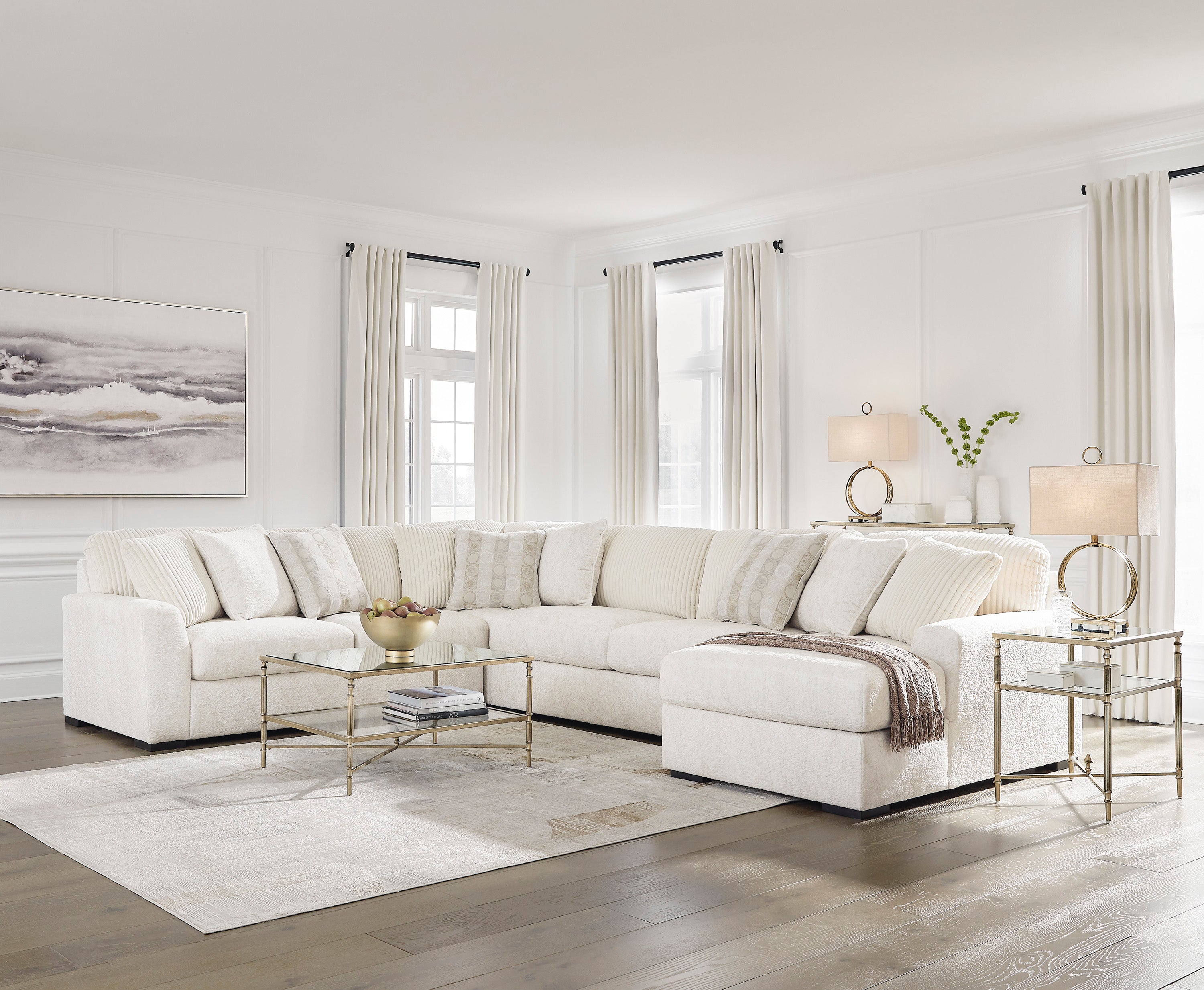 Chessington Ivory 4-Piece RAF Chaise Sectional – Luna Furniture