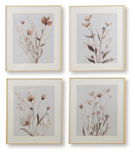 Chettings Beige/Gray/Blush Wall Art (Set of 4) from Ashley Furniture - Luna Furniture