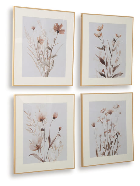 Chettings Beige/Gray/Blush Wall Art (Set of 4) from Ashley Furniture - Luna Furniture