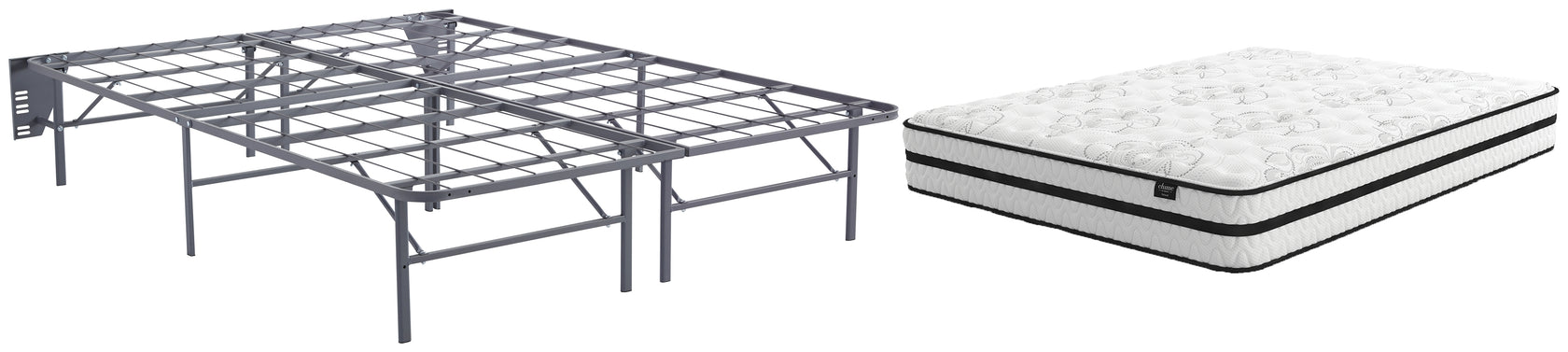 Chime 10 Inch Hybrid 10 Inch Hybrid Mattress with Foundation in White from Ashley - Luna Furniture