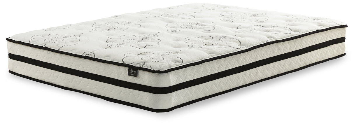 Chime 10 Inch Hybrid 10 Inch Hybrid Mattress with Foundation in White from Ashley - Luna Furniture