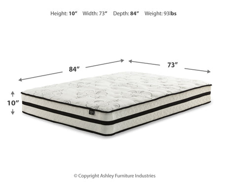 Chime 10 Inch Hybrid Mattress with Adjustable Base in White from Ashley - Luna Furniture