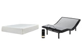 Chime 12 Inch Memory Foam Mattress with Adjustable Base in White from Ashley - Luna Furniture