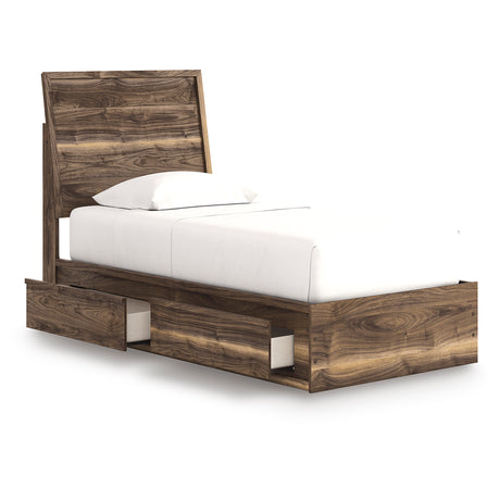 Chirason Brown Twin Panel Bed with Storage from Ashley - Luna Furniture