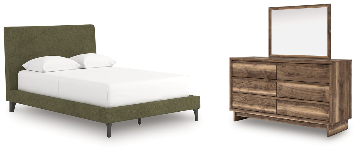 Chirason Full Upholstered Bed, Dresser and Mirror from Ashley - Luna Furniture