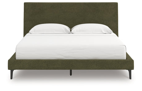 Chirason Sage Green California King Upholstered Bed with Mirrored Dresser, Nightstand and Wide Chest from Ashley Furniture - Luna Furniture