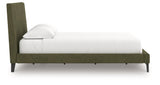 Chirason Sage Green California King Upholstered Bed with Mirrored Dresser, Nightstand and Wide Chest from Ashley Furniture - Luna Furniture