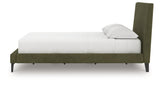 Chirason Sage Green California King Upholstered Bed with Mirrored Dresser, Nightstand and Wide Chest from Ashley Furniture - Luna Furniture