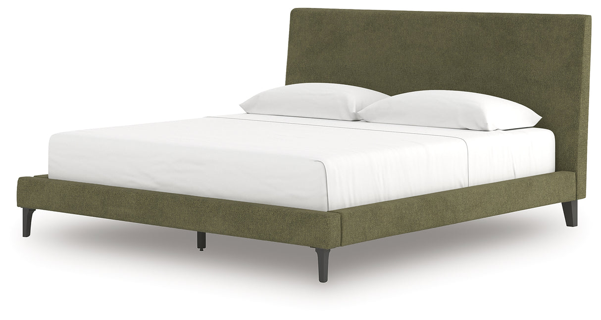 Chirason Sage Green King Upholstered Bed with Roll Slats from Ashley - Luna Furniture