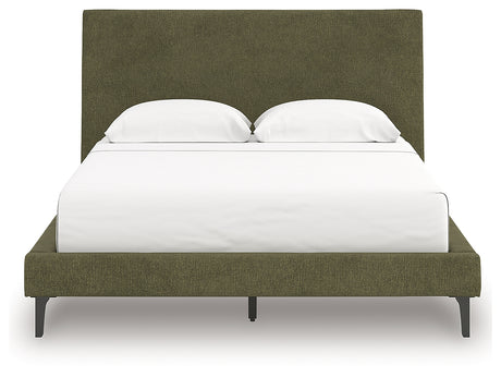 Chirason Sage Green Queen Upholstered Bed with Roll Slats from Ashley - Luna Furniture
