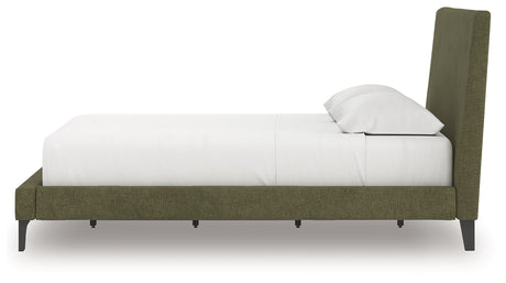 Chirason Sage Green Queen Upholstered Bed with Roll Slats from Ashley - Luna Furniture
