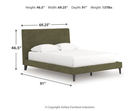 Chirason Sage Green Queen Upholstered Bed with Roll Slats from Ashley - Luna Furniture