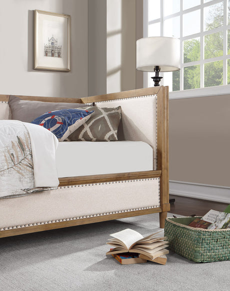 Chiron Light Oak/Beige Bed from Furniture of America - Luna Furniture