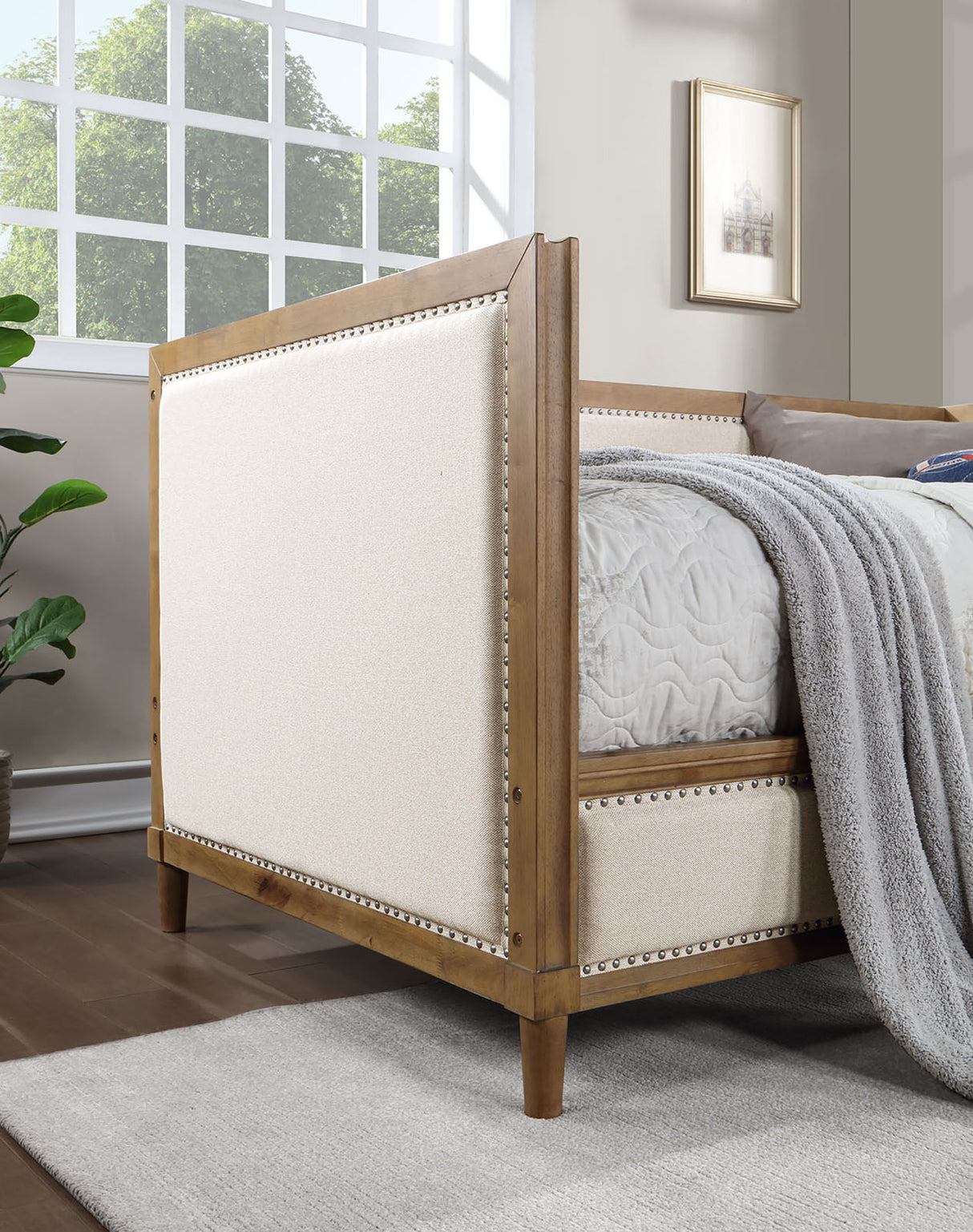 Chiron Light Oak/Beige Bed from Furniture of America - Luna Furniture