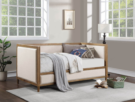 Chiron Light Oak/Beige Bed from Furniture of America - Luna Furniture