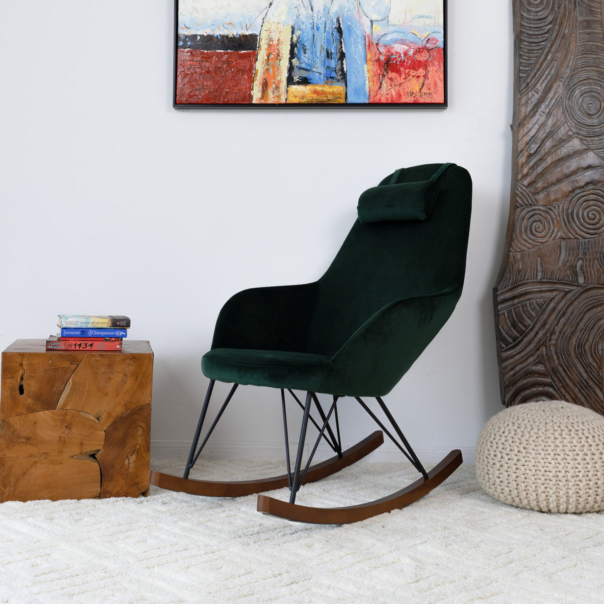 Chloe Green Velvet Rocking Chair from Ashcroft Furniture - Luna Furniture