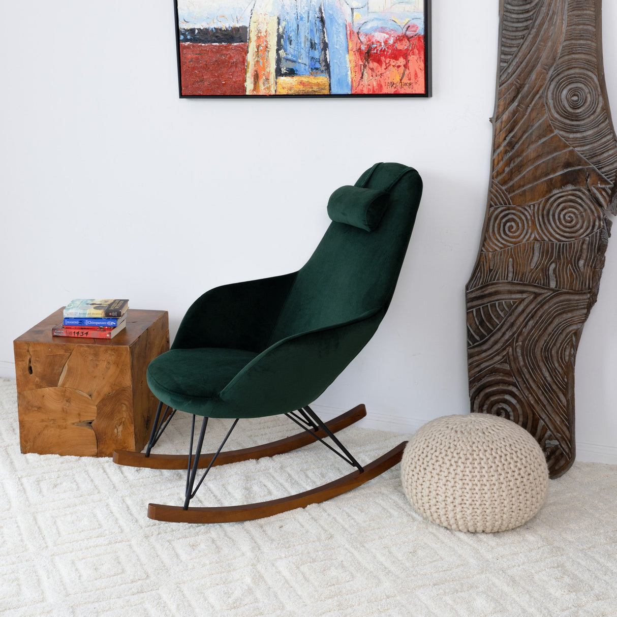 Chloe Green Velvet Rocking Chair from Ashcroft Furniture - Luna Furniture
