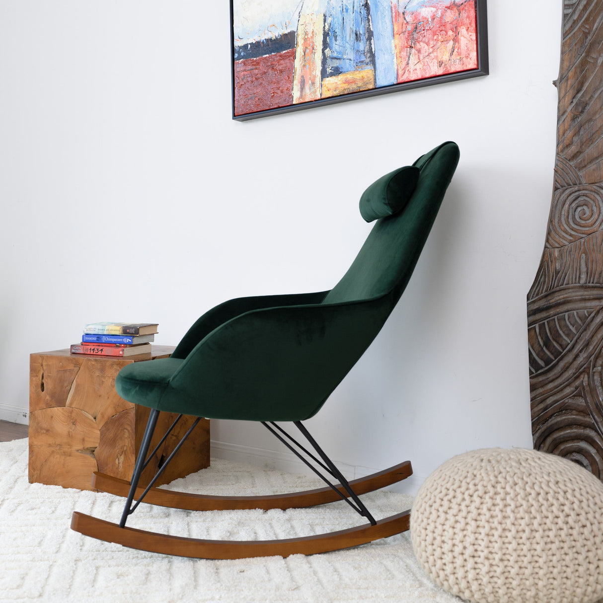 Chloe Green Velvet Rocking Chair from Ashcroft Furniture - Luna Furniture