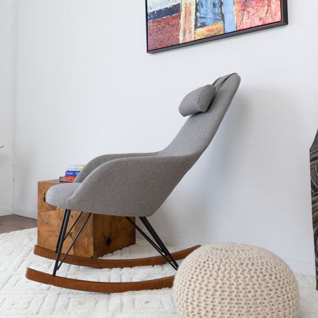 Chloe Grey Linen Rocking Chair from Ashcroft Furniture - Luna Furniture