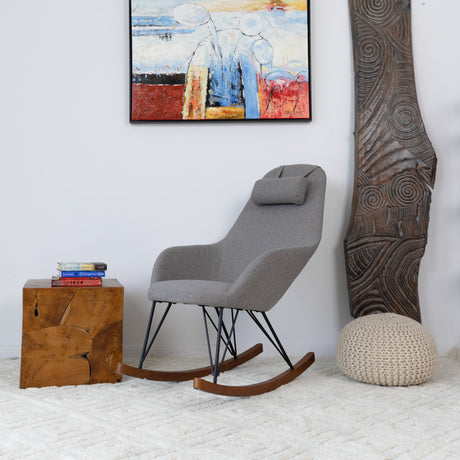 Chloe Grey Linen Rocking Chair from Ashcroft Furniture - Luna Furniture