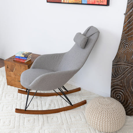 Chloe Grey Linen Rocking Chair from Ashcroft Furniture - Luna Furniture