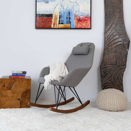Chloe Grey Linen Rocking Chair from Ashcroft Furniture - Luna Furniture