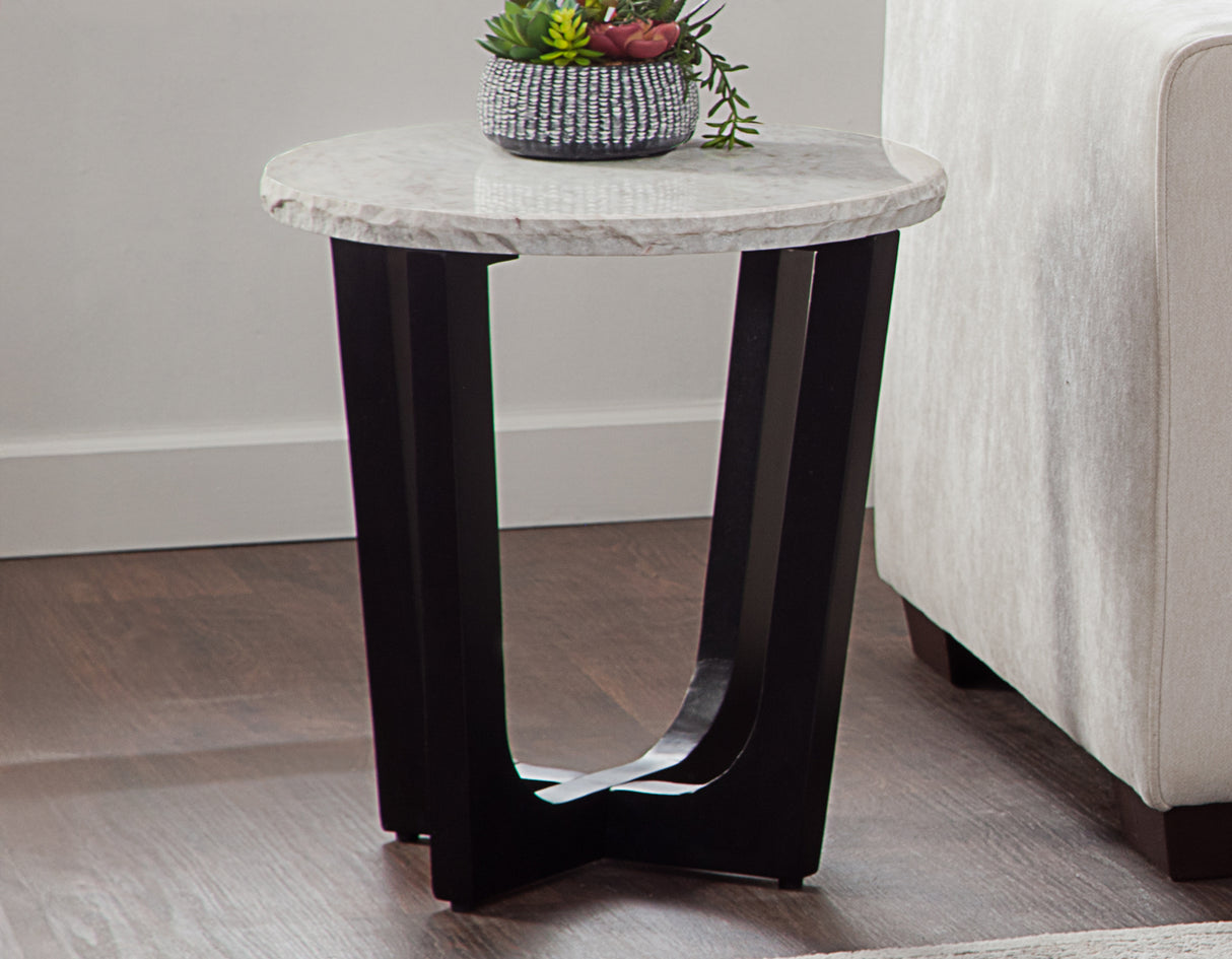 Chrissy 20″ Round White Marble End Table from Steve Silver - Luna Furniture