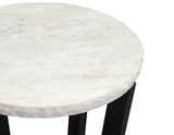 Chrissy 20″ Round White Marble End Table from Steve Silver - Luna Furniture