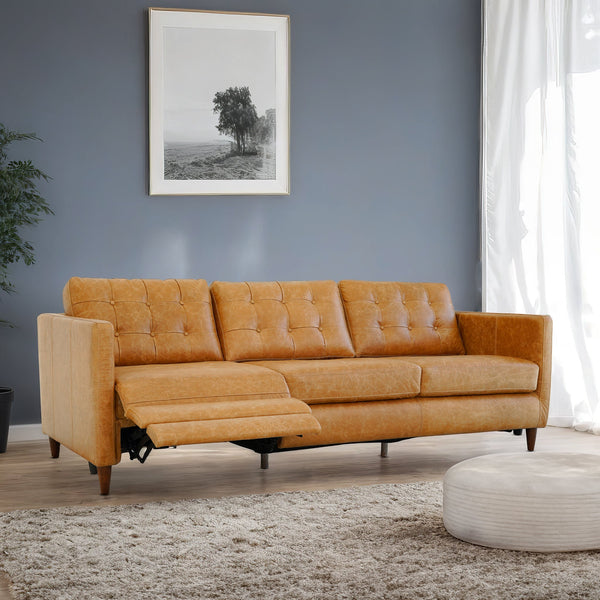 Christopher Brown Genuine Leather Electric Inclining Left Facing Sofa