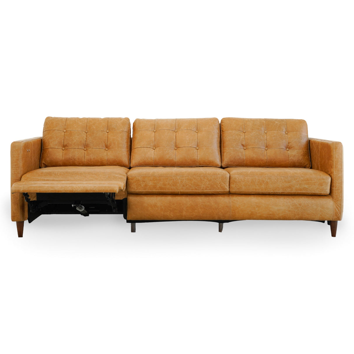 Christopher Brown Genuine Leather Electric Inclining Left Facing Sofa from Midinmod - Luna Furniture