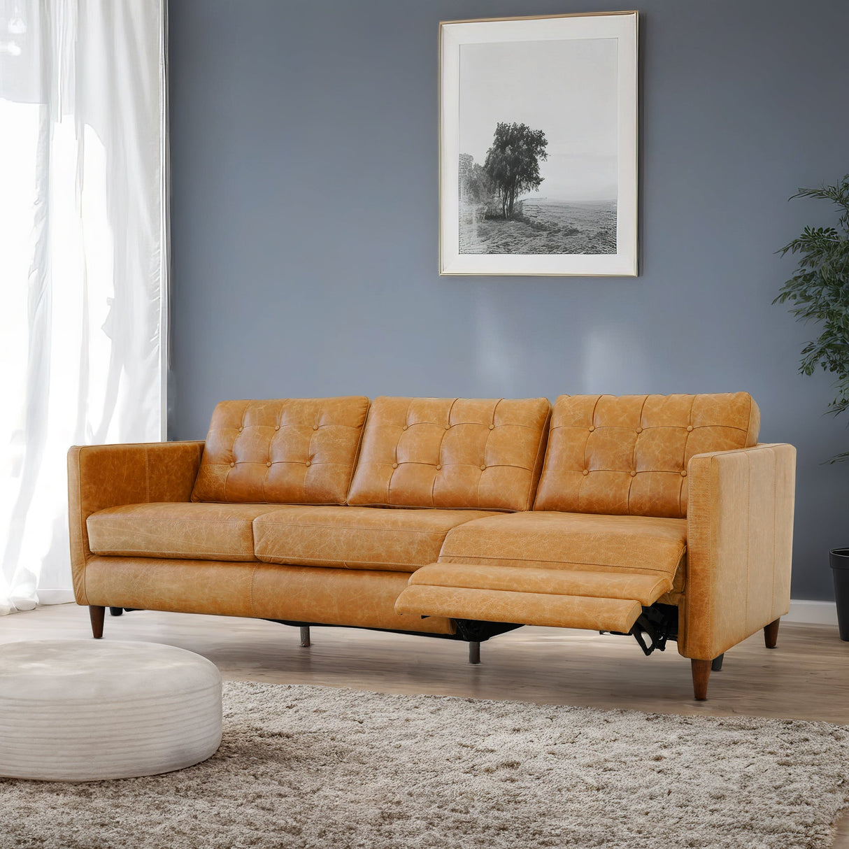 Christopher Tan Leather Electric Inclining Sofa - Right Facing from Ashcroft Furniture - Luna Furniture