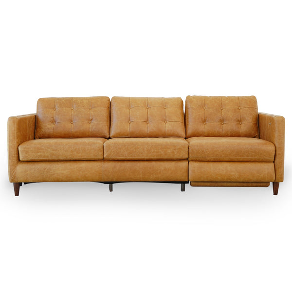 Christopher Tan Leather Electric Inclining Right Facing Sofa