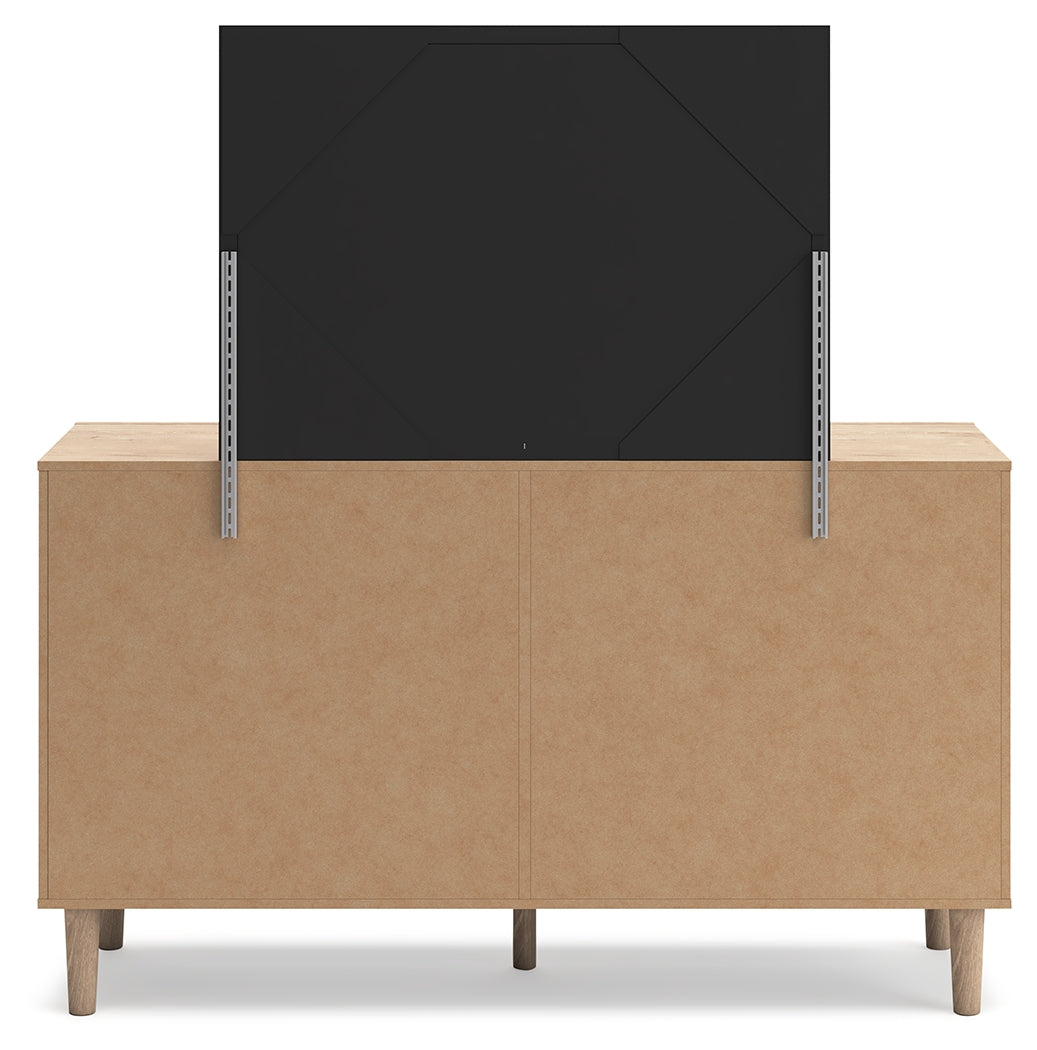 Cielden Full Panel Headboard with Mirrored Dresser in Two-tone from Ashley Furniture - Luna Furniture