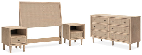 Cielden Full Upholstered Panel Bed with Dresser and 2 Nightstands in Two-tone from Ashley - Luna Furniture