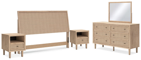 Cielden King Panel Headboard with Mirrored Dresser and 2 Nightstands in Two-tone from Ashley - Luna Furniture