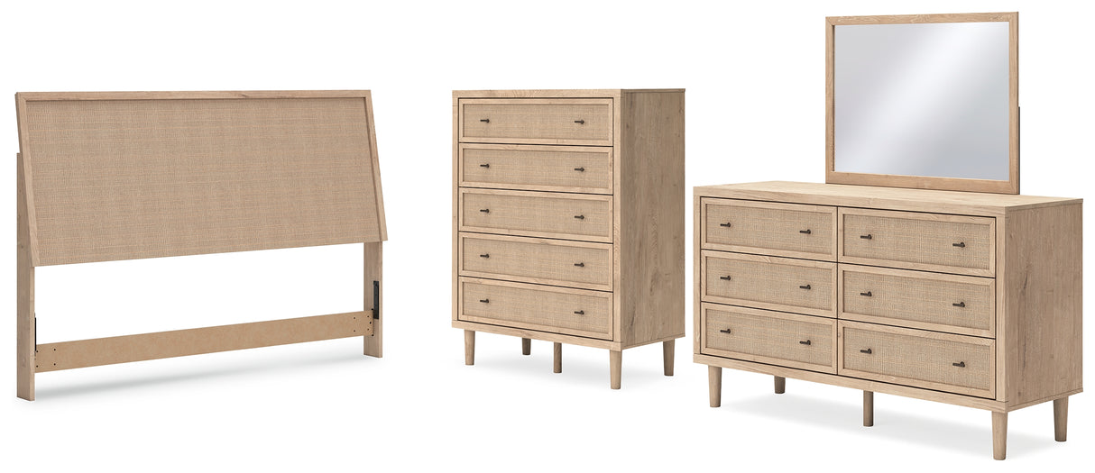 Cielden King Panel Headboard with Mirrored Dresser and Chest in Two-tone from Ashley - Luna Furniture