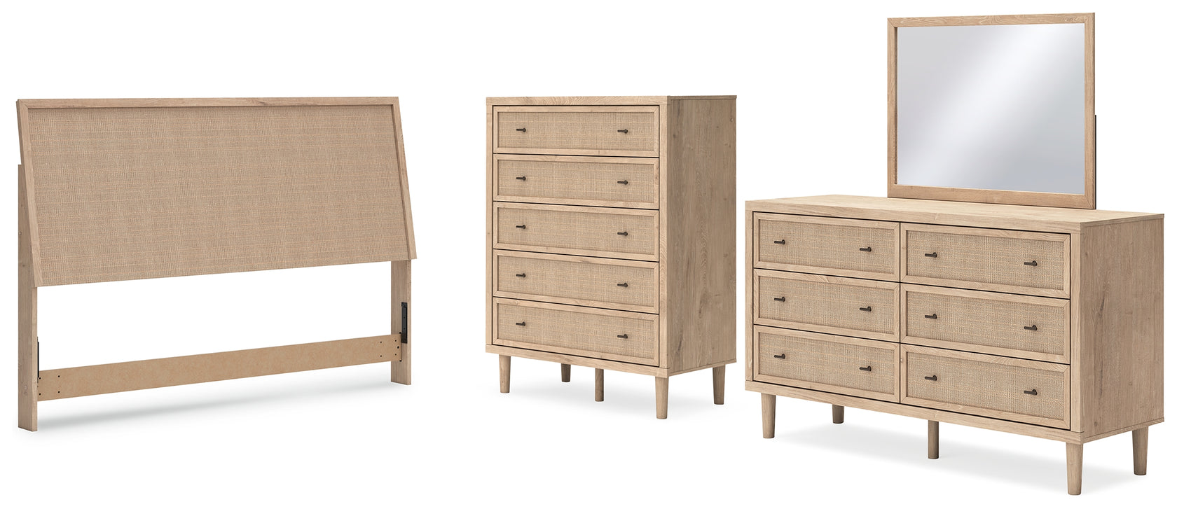 Cielden King Panel Headboard with Mirrored Dresser and Chest in Two-tone from Ashley - Luna Furniture