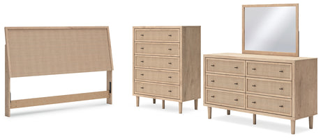 Cielden King Panel Headboard with Mirrored Dresser and Chest in Two-tone from Ashley - Luna Furniture