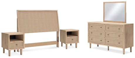 Cielden Queen Panel Headboard with Mirrored Dresser and 2 Nightstands in Two-tone from Ashley - Luna Furniture