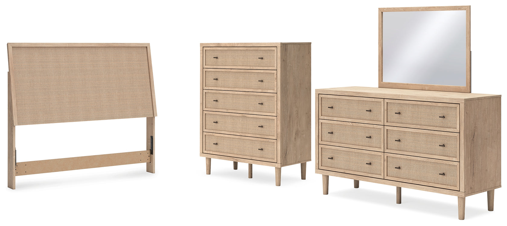 Cielden Queen Panel Headboard with Mirrored Dresser and Chest in Two-tone from Ashley - Luna Furniture