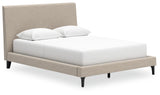 Cielden Soft Gray Queen Upholstered Platform Bed from Ashley - Luna Furniture