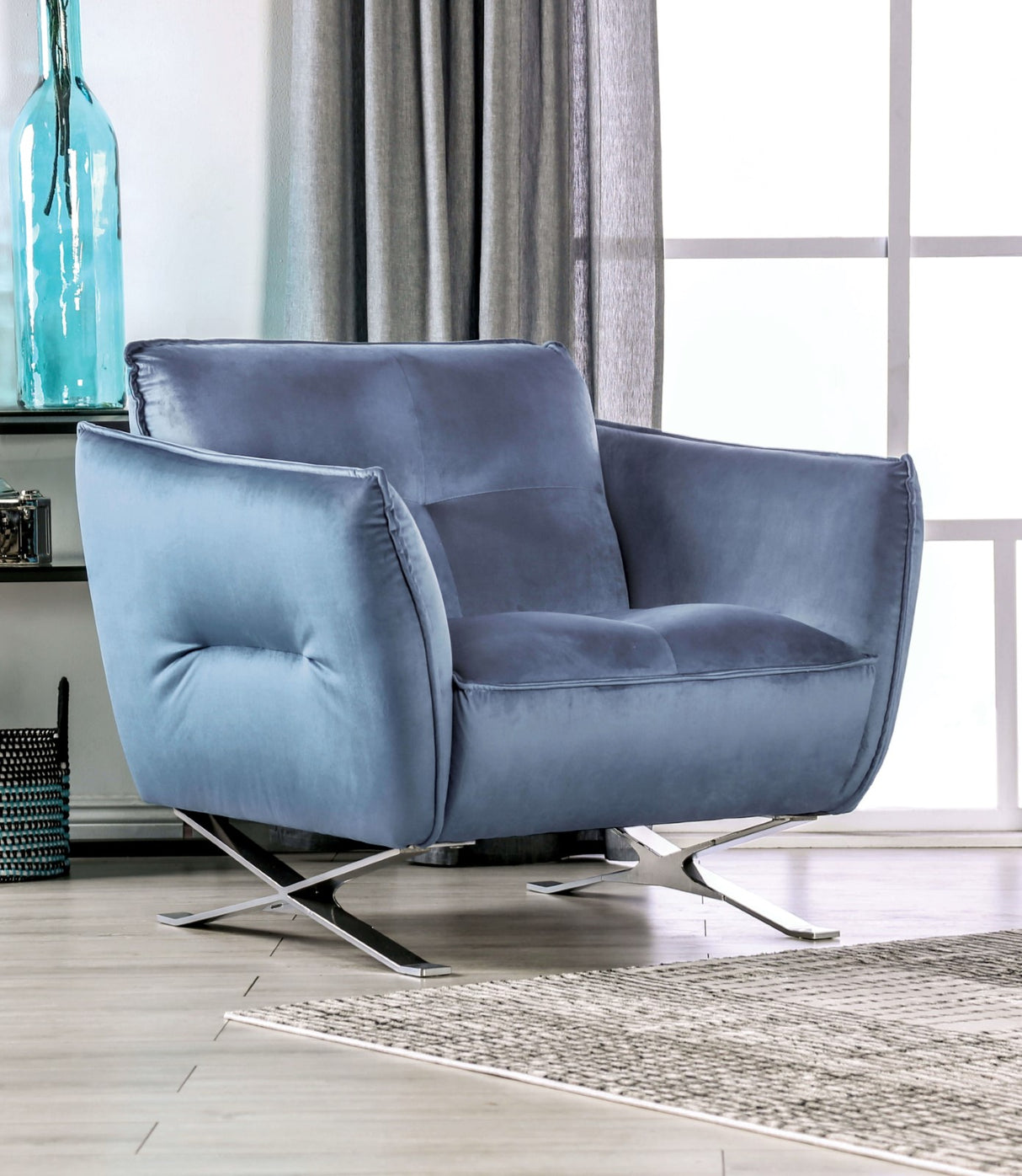 Civellutino Light Blue Chair from Furniture of America - Luna Furniture
