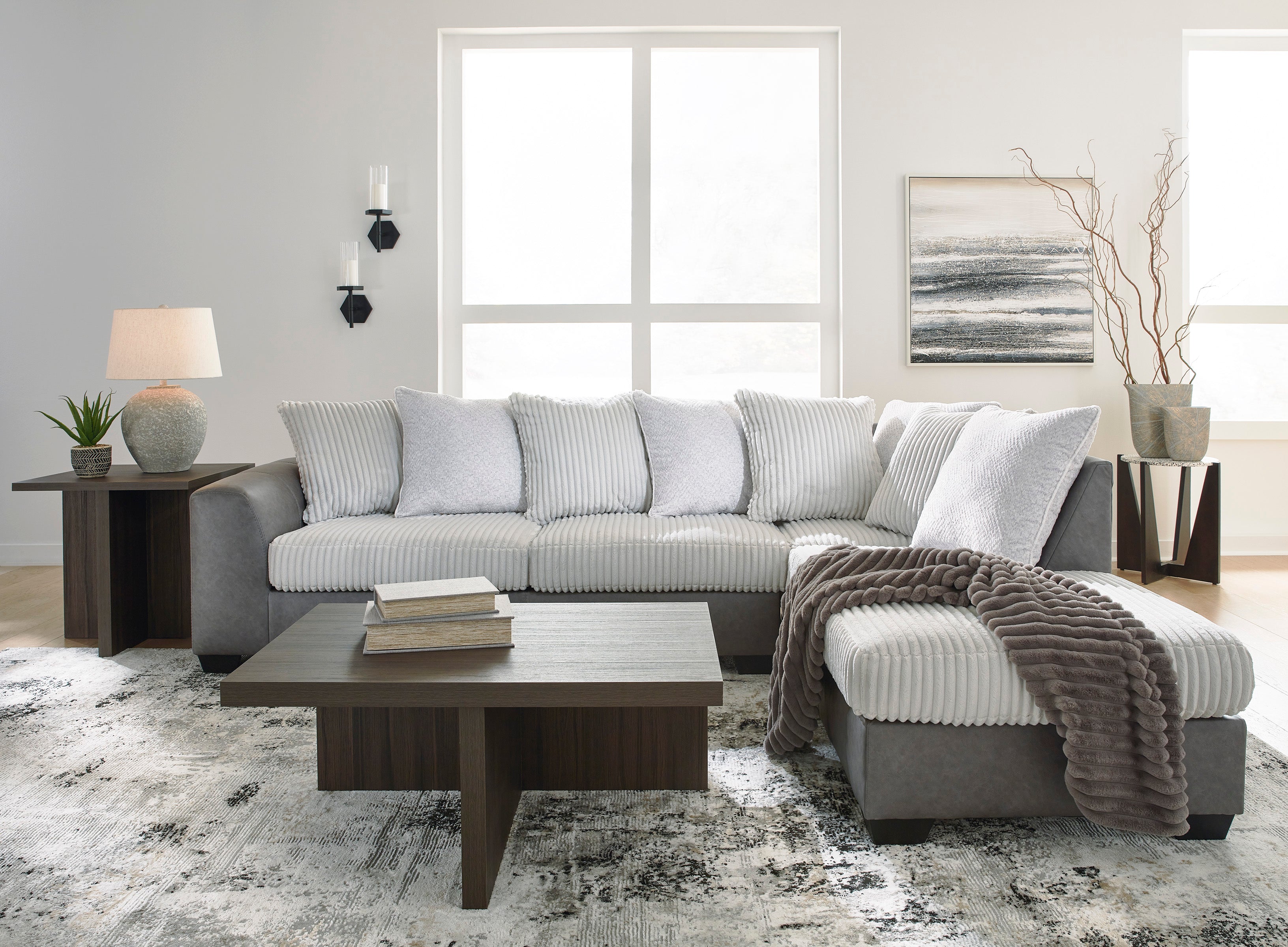 25SS MUSE Deuxieme Classe Lily Linen グレー Ashley Clairette Court Alloy 2-Piece Sectional with Chaise 31503S2