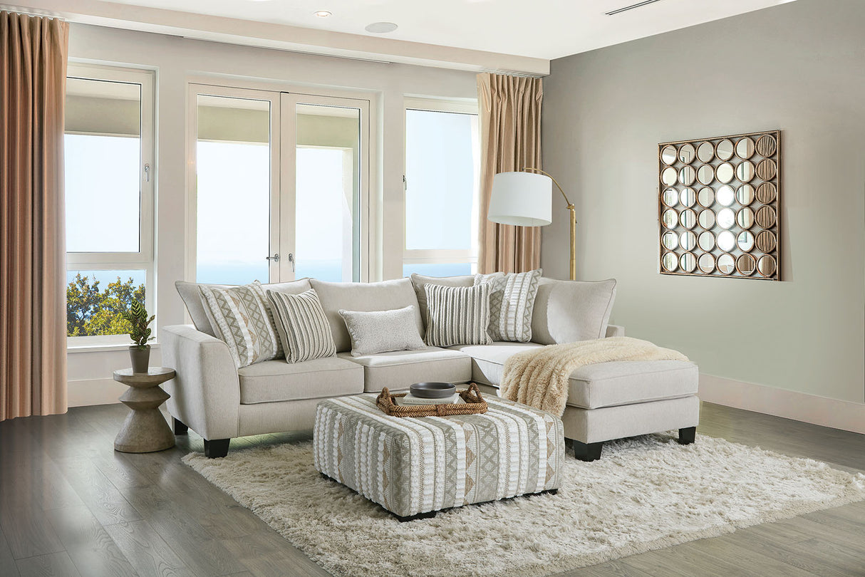 Clapham Beige/Ivory Ottoman from Furniture of America - Luna Furniture