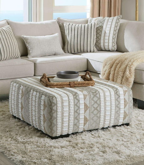 Clapham Beige/Ivory Ottoman from Furniture of America - Luna Furniture