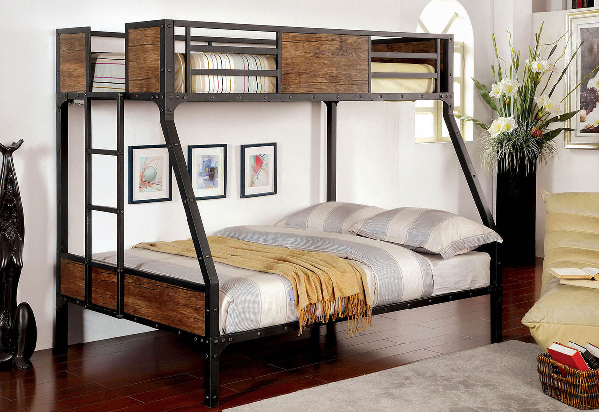 Clapton Black Twin/Full Bunk Bed from Furniture of America - Luna Furniture