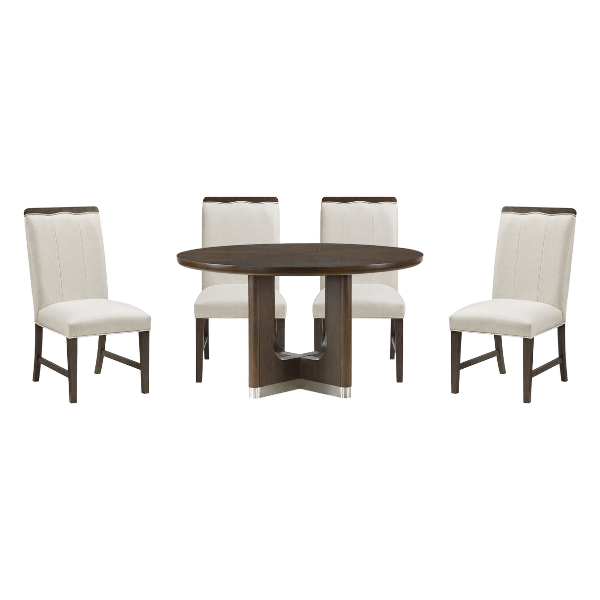 Clara Brown/Beige 5-Piece 54" Round Dining Room Set from Homelegance - Luna Furniture