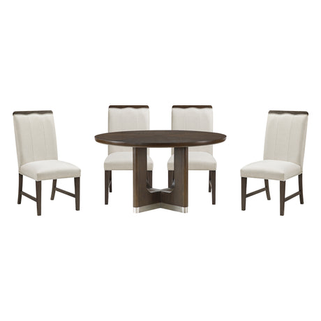 Clara Brown/Beige 5-Piece 54" Round Dining Room Set from Homelegance - Luna Furniture