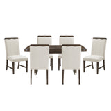 Clara Brown/Beige 7-Piece 85" Rectangular Dining Room Set from Homelegance - Luna Furniture